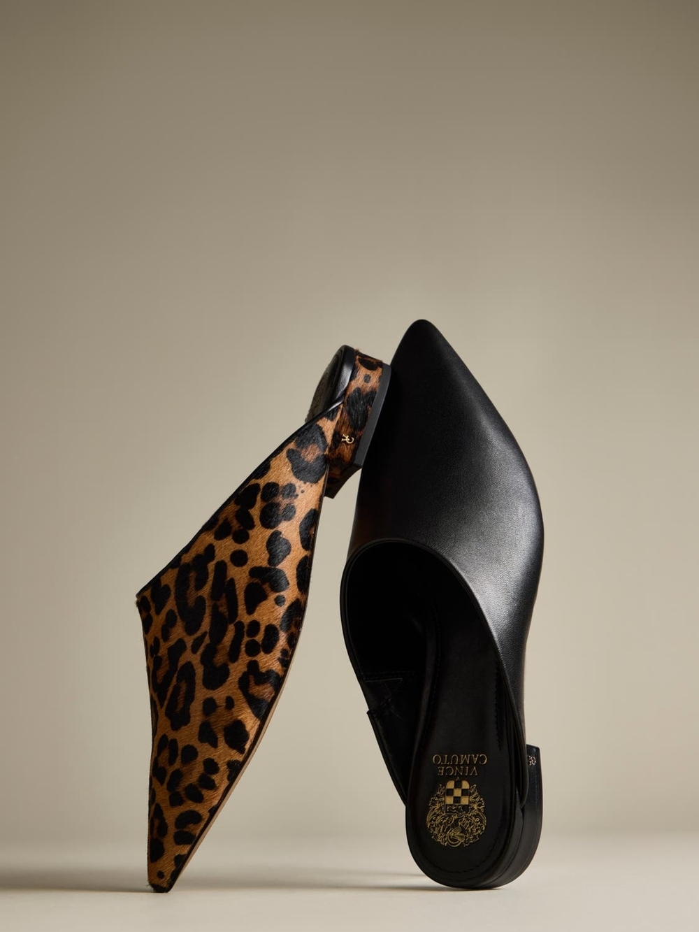 Sizes 5 To 9.5 Vince Camuto Genuine Calf Hair Leopard Print Pointed Toe Mule